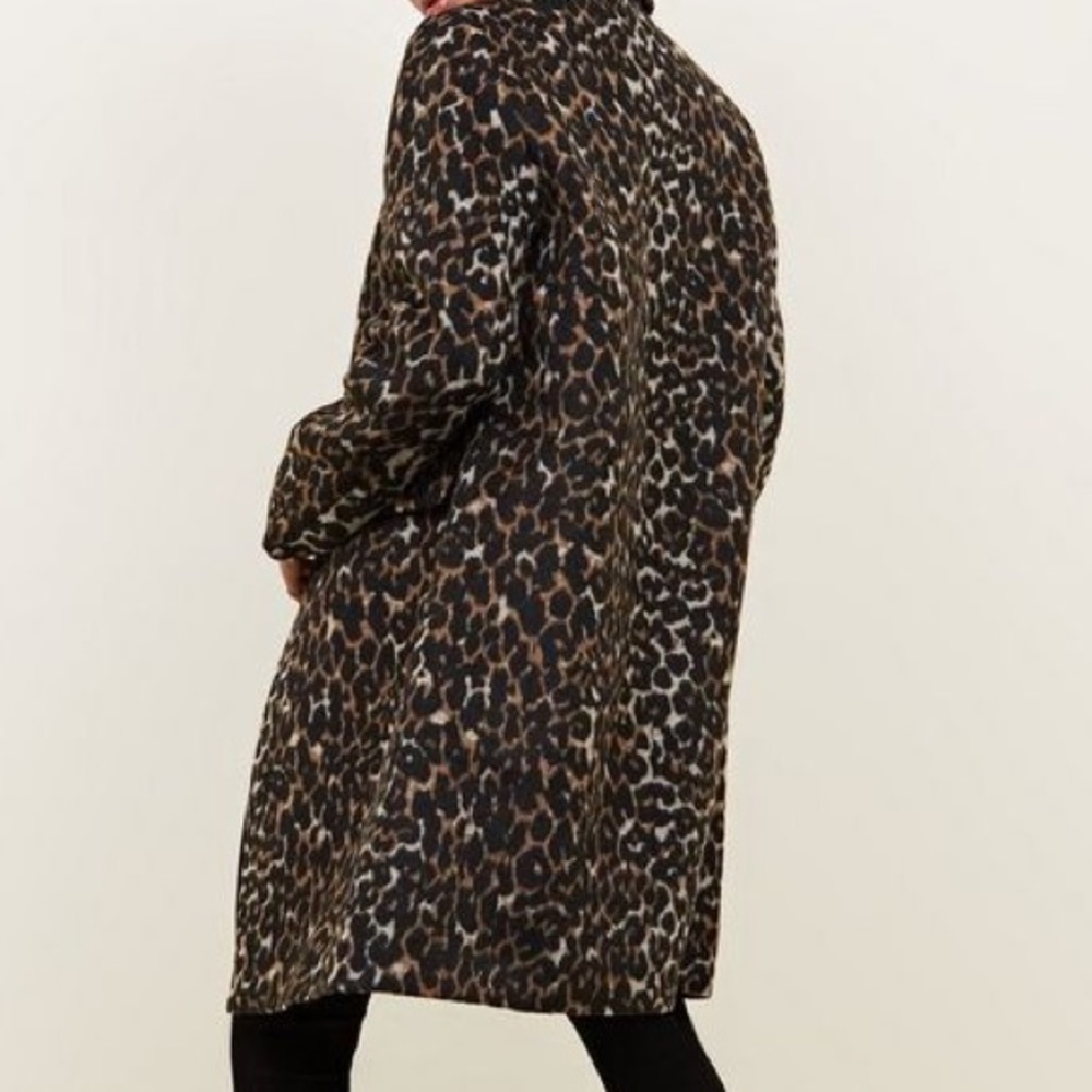 NWT New Look Brown Animal Print Longline Coat
